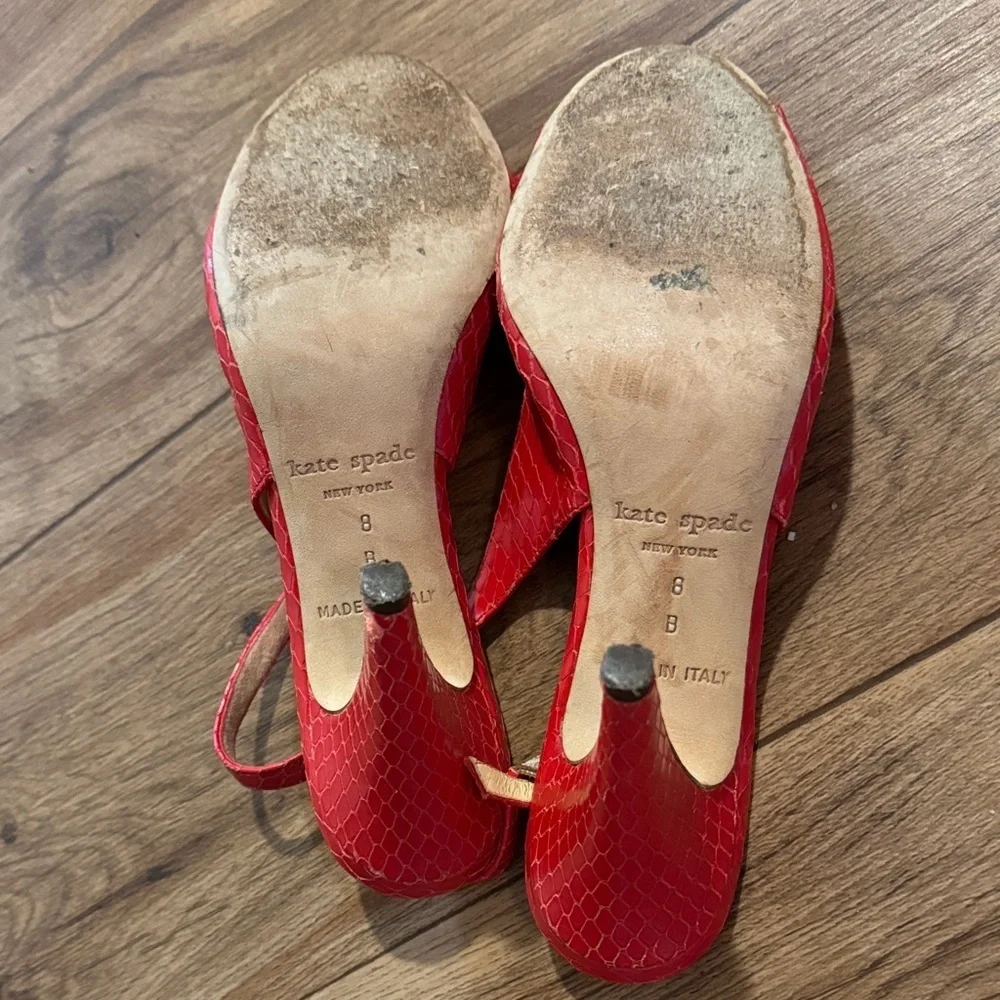 Kate Spade Vibrant Red Bow Slingback Heels